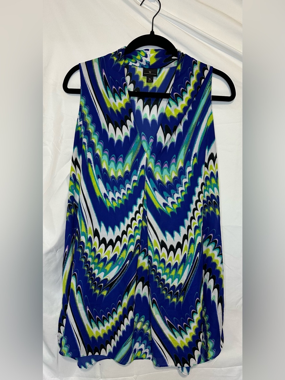 Worthington Sleeveless V-Neck Wave Print Tunic Top size XL